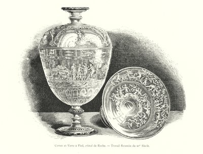 Cornet et Verre à Pied, cristal de Roche, Travail florentin du XVe Siècle - Italian School