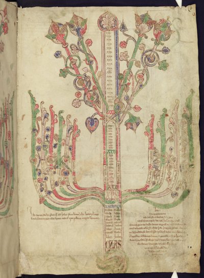 Corpus Christi Oxford MS 255A f.11r Arbre représentant la généalogie des figures bibliques dans le Nouveau Testament - Italian School