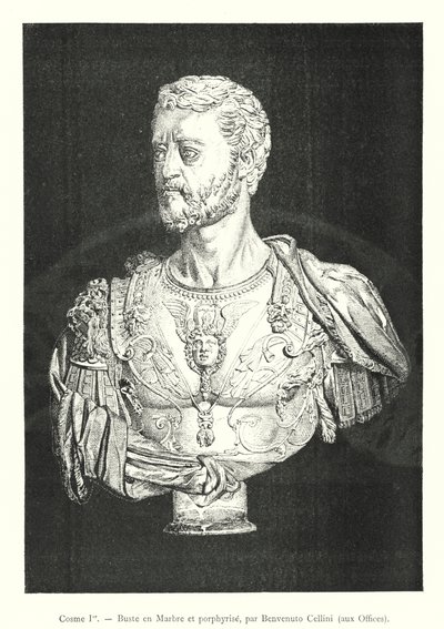 Cosme Ier, buste en marbre et porphyre, par Benvenuto Cellini, aux Offices - Italian School