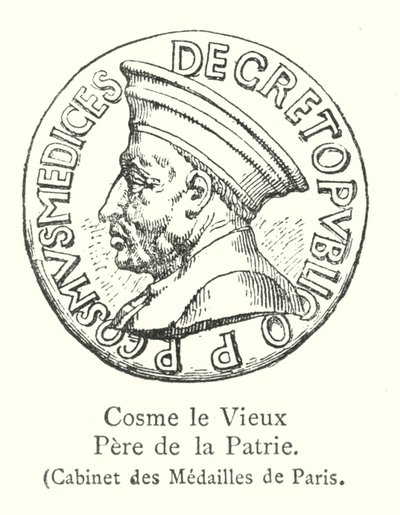 Cosme le Vieux, Père de la Patrie, Cabinet des Médailles de Paris (gravure) - Italian School