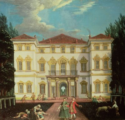 Maison de campagne avec des figures élégantes (une paire) - Italian School