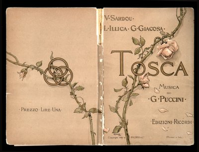 Couverture, Libretto della Tosca par Giacomo Puccini, Édition Ricordi, Italie - Italian School