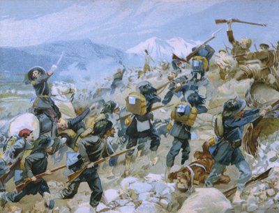 Guerre de Crimée et bataille de la Tchernaïa, 16 août 1855, illustration d