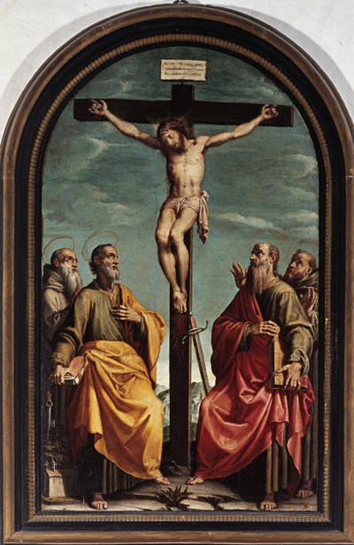 Crucifixion avec Saint Pierre, Paul, Romuald et François - Italian School