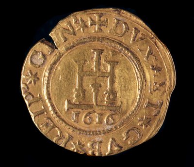Monnaie de la République de Gênes : quadrupla en or avec un portail de Gênes. Diamètre 32 mm. 1616. recto. Gênes Musei di Strada Nuova - Italian School