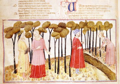 Dante et Virgile (70-19 av. J.-C.) au Sommet du Purgatoire, de La Divine Comédie de Dante Alighieri (1265-1321) - Italian School