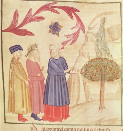 Dante et Virgile (70-19 av. J.-C.) dans le Paradis Terrestre, de La Divine Comédie de Dante Alighieri (1265-1321) - Italian School