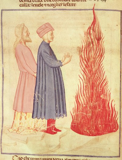 Dante et Virgile (70-19 av. J.-C.) reconnaissent Ulysse, de La Divine Comédie de Dante Alighieri (1265-1321) - Italian School