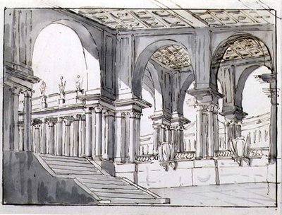 Conception pour un décor de scène néoclassique - Italian School