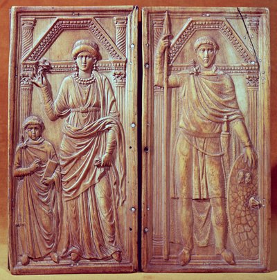 Diptyque représentant Stilicho (c.365-408), Serena et Eucharius - Italian School