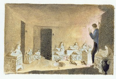 Découverte de tombes étrusques, illustration de Monumenti Etruschi par Francesco Inghirami (1772-1846), publié à Fiesole, 1825 - Italian School