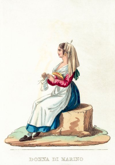 Donna Di Marino (gravure en couleur) - Italian School