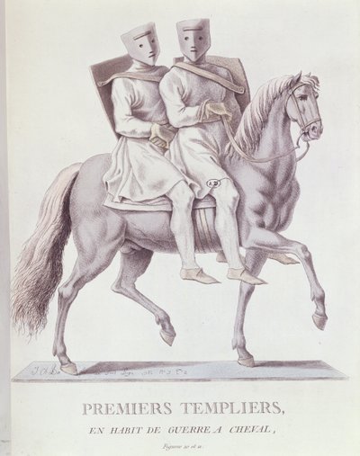 Premiers Chevaliers Templiers en tenue de combat, 1783 - Italian School