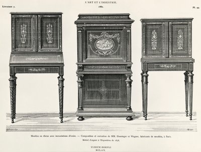 Meubles en ébène par Hunsinger et Wagner, Paris, illustration de L