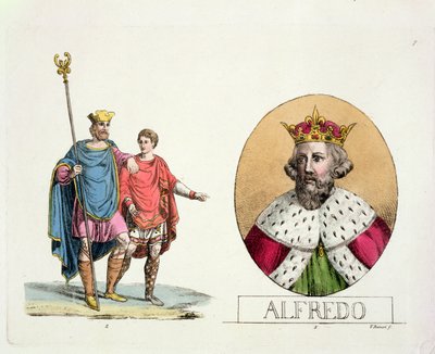 Édouard le Confesseur et le roi Alfred, planche 7 de The History of the Nations - Italian School