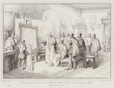 Henri III roi de Pologne et de France visite Titien dans son atelier - Italian School