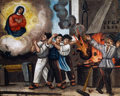 Explosion au travail, ex-voto - Italian School