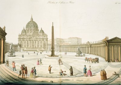Façade de Saint-Pierre à Rome avec la place devant, planche 25 de la partie III de L