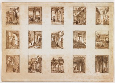 Quinze vues architecturales et italiennes miniatures - Italian School