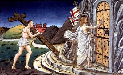 Fol.125va Après sa mort, Christ se tourne pour conduire les âmes des justes au Paradis - Italian School