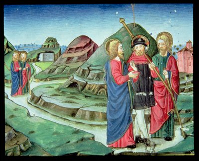 Fol.130v Christ accompagne deux disciples à Emmaüs sans qu