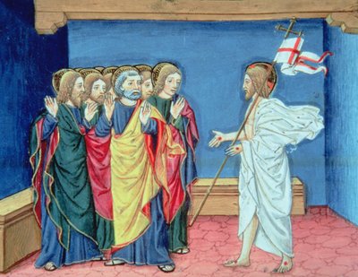 Le Christ ressuscité montre aux disciples ses mains et la plaie de son côté - Italian School