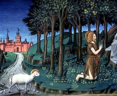 Fol.143v Saint Jean-Baptiste prie dans le désert - Italian School