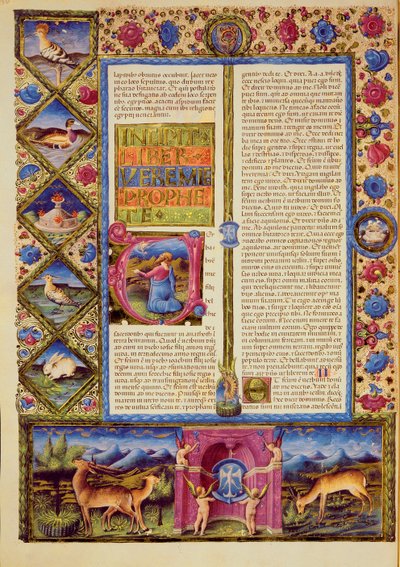 Fol.25v Ouverture du livre de Jérémie, de la Bible Borso d