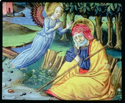 Fol.37v Un ange dit à Joseph que Marie est enceinte - Italian School