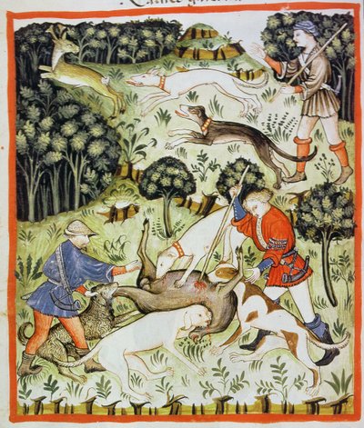 Chasse à la gazelle, illustration de Tacuinum Sanitatis Codex Vindobonensis - Italian School