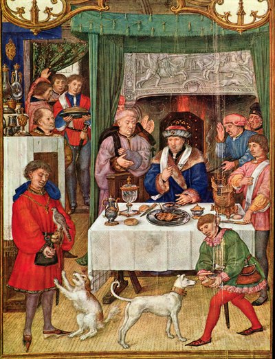 Fol 1v Le Mois de Janvier : Seigneur riche à table, du Bréviaire Grimani, c.1515 - Italian School