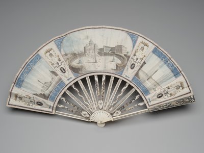 Éventail pliant avec des vues des monuments de Rome, vers 1780-90 - Italian School