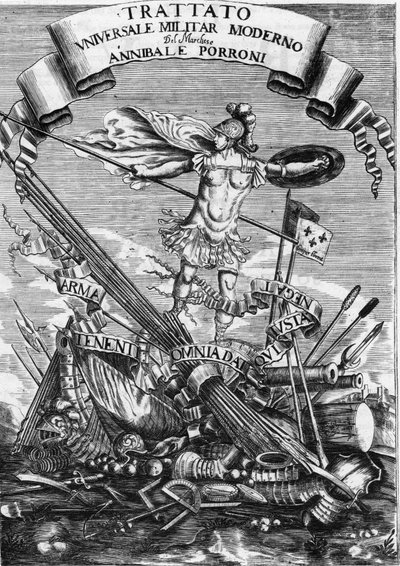 Frontispice du « Trattato Universale Militare Moderno » de 1676 - Italian School