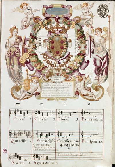 Frontispice avec armoiries médicéennes de partition de Missa ducalis - Italian School