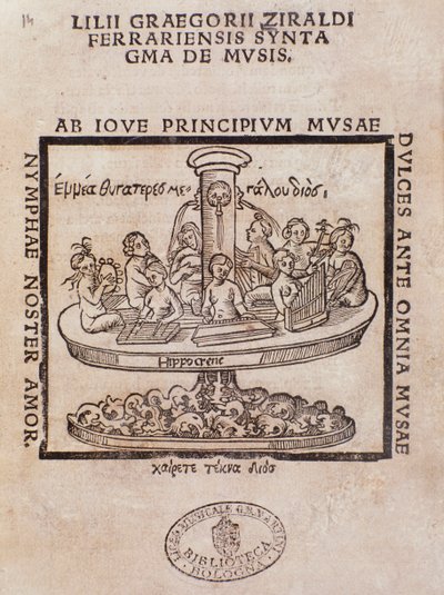 Frontispice de Lilii Graegorii Ziraldi Ferrariensis Syntagma De Mvsis par Giglio Gregorio Giraldi - Italian School