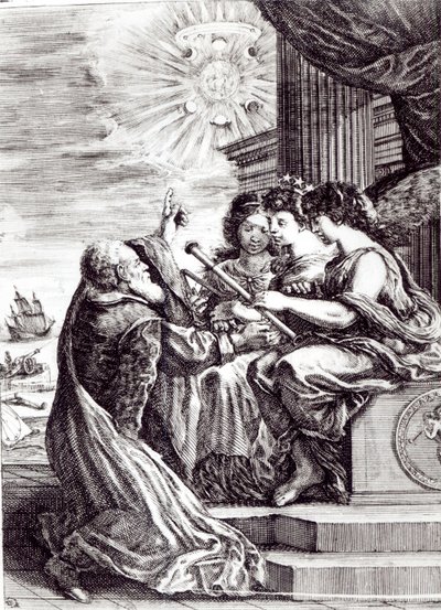 Frontispice de Opere di Galileo Galilei, publié à Bologne en 1656 - Italian School
