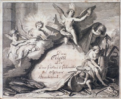 Frontispice de la partition musicale de Due trietti per due violini e violoncello par Luigi Boccherini - Italian School
