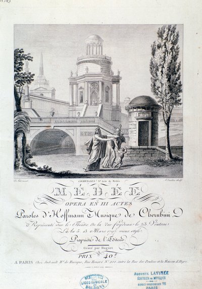 Frontispice de la partition musicale de Médée, opéra de Luigi Cherubini - Italian School