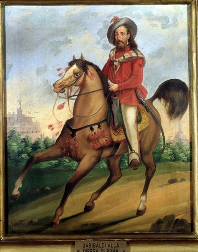 Garibaldi à cheval se dirigeant vers la défense de Rome. Museo del Risorgimento. Milan - Italian School