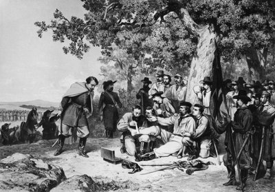 Giuseppe Garibaldi (1807-82) blessé à la bataille d