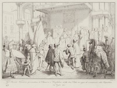 Les Envoyés Véronais Présentent les Clés et les Étendards de leur Ville en Signe de Soumission - Italian School