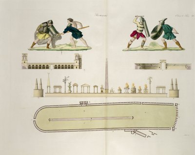 Gladiateurs et plan du cirque de Caracalla, planche 23A, classe 5 de la Partie I de L