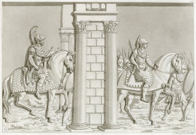 Soldats grecs à cheval (gravure) - Italian School