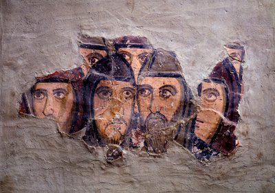 Têtes de moines orientaux. Fresque de l