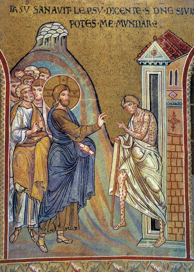 Guérison du lépreux - mosaïque, Monreale, Italie - Italian School