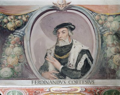 Hernan Cortés, dans la Sala del Mappamondo - Italian School
