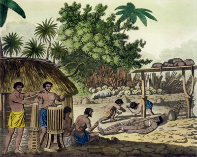 Sacrifice humain à Otaheite, planche 84 de Le Costume Ancien et Moderne, par Jules Ferrario - Italian School