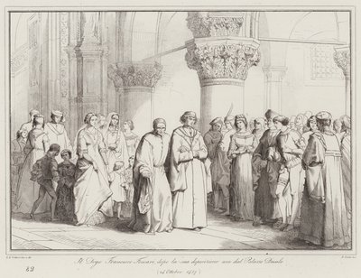 Le Doge Francesco Foscari, après sa déposition, quitte le Palais des Doges - Italian School