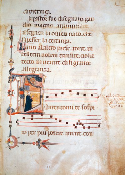 Pages illuminées de Lauda par Jacopone de Todi, manuscrit - Italian School