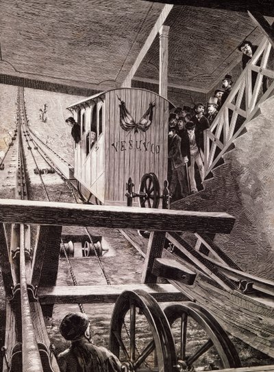 Inauguration du funiculaire du Vésuve, Naples - Italian School